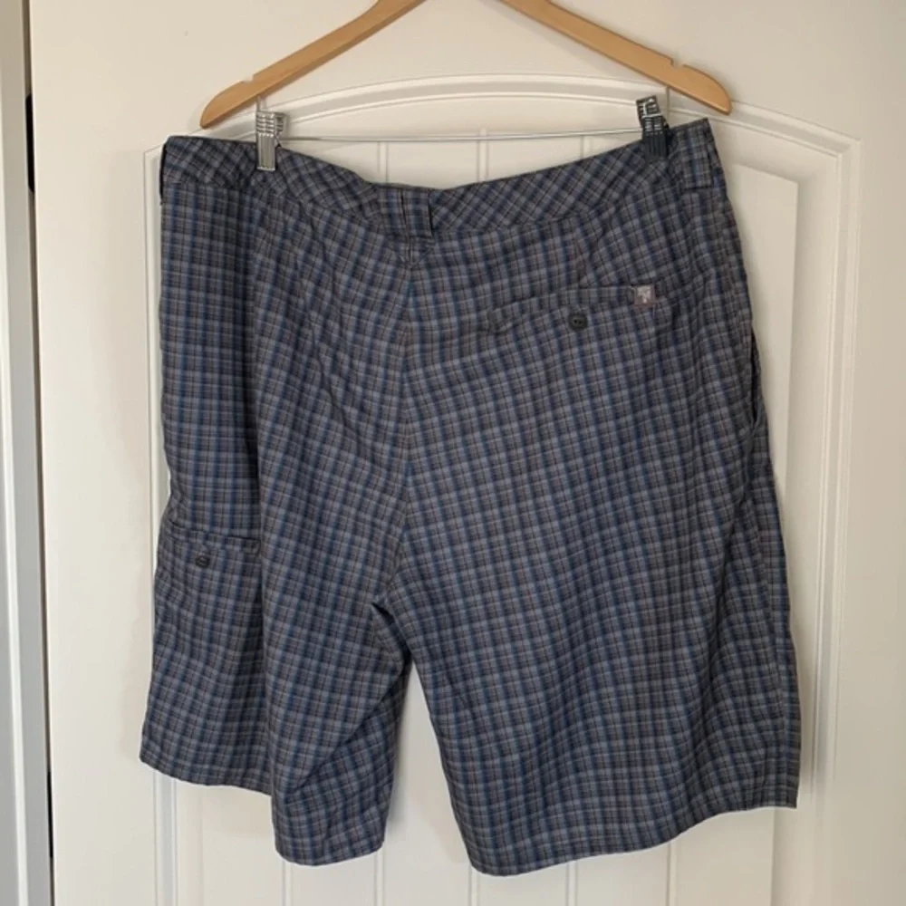 North Face‎ Chino Blue Plaid Outdoors Swim Hiking Polyester Shorts Mens Size 38